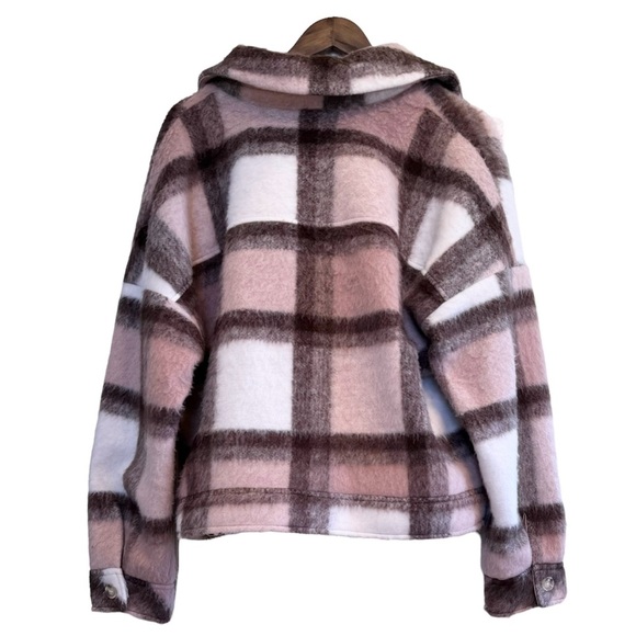 NWT, Anthropologie, Greylin Plaid Shacket/Jacket, Brown, Pink, White, Large - Picture 6 of 9